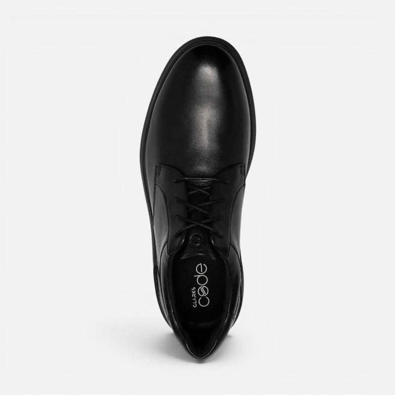 Men's Code H Plain Black Smooth Leather