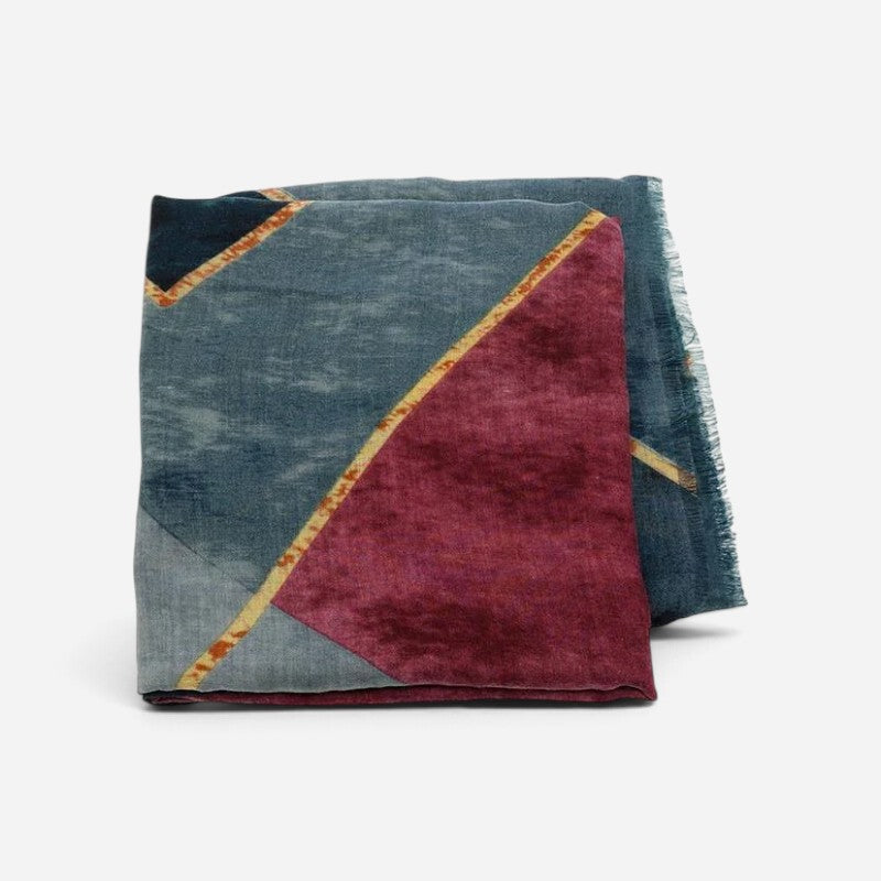 Lightweight Geo Silhouette Scarf Navy